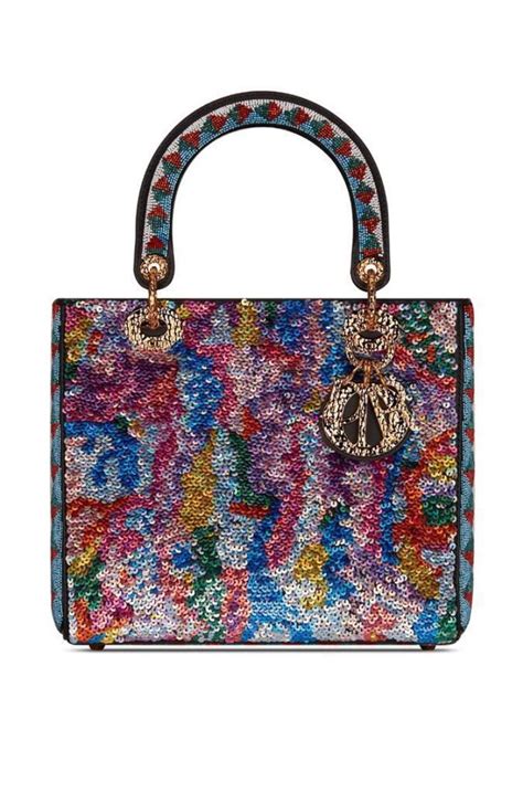 Lady Dior Art Bag in Collaboration with Claire Tabouret Multicolor 